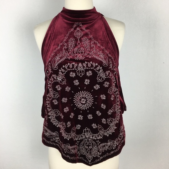 Free People Tops - Free People Velvet Embroidered Top XS